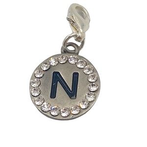 b*charmed Jeweled Round Letter “N” Charm/Pendant